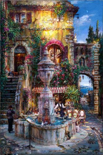 TWILIGHT BY THE FOUNTAIN painting - Cao Yong TWILIGHT BY THE FOUNTAIN art painting